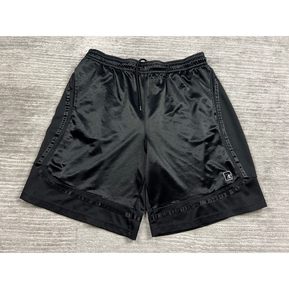 AND1 Basketball Shorts Mens XL Black ANM201SH00 Shiny Mesh Trim Athletic Gym